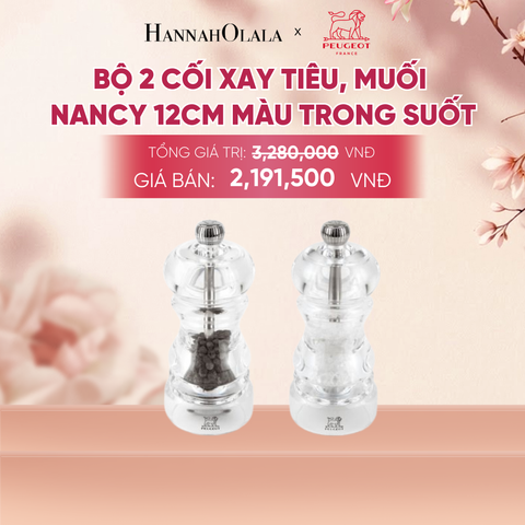  BỘ 2 CỐI XAY TIÊU, MUỐI NANCY 12CM MÀU TRONG SUỐT - A1056 