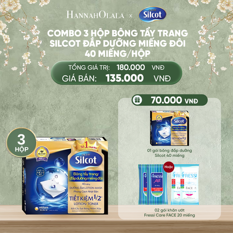  DEAL 5: COMBO 3 HỘP BÔNG TẨY TRANG SILCOT ĐẮP DƯỠNG MIẾNG ĐÔI 40 MIẾNG/HỘP 