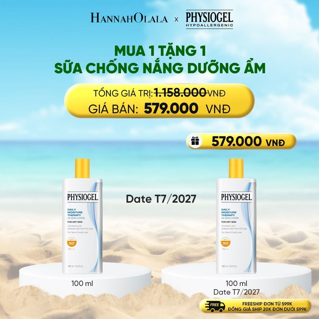  DEAL 5: SỮA CHỐNG NẮNG DƯỠNG ẨM PHYSIOGEL DAILY MOISTURE THERAPY 100ML 