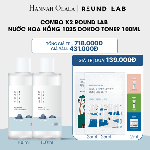  DEAL 5: COMBO X2 ROUND LAB NƯỚC HOA HỒNG 1025 DOKDO TONER 100ML (IP04) 