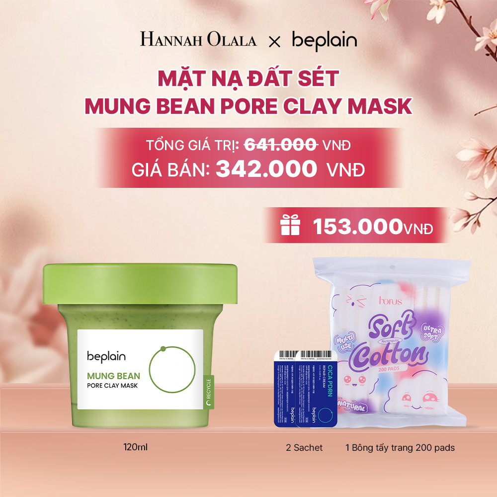  BEPLAIN MẶT NẠ ĐẤT SÉT MUNG BEAN PORE CLAY MASK 120ML - A232 