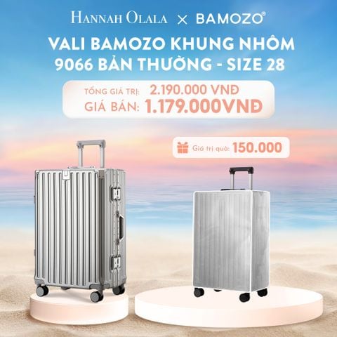  C923_DEAL 2: VALI BAMOZO KHUNG NHÔM 9066 BẢN THƯỜNG (TẶNG BỌC VALI TRONG SUỐT) 
