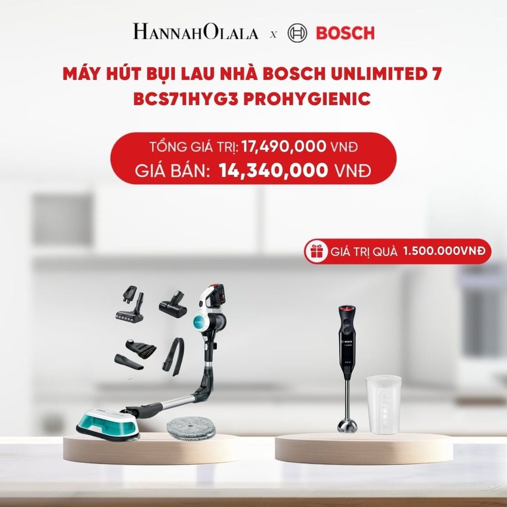  DEAL 5: MÁY HÚT BỤI LAU NHÀ BOSCH UNLIMITED 7 BCS71HYG3 PROHYGIENIC 