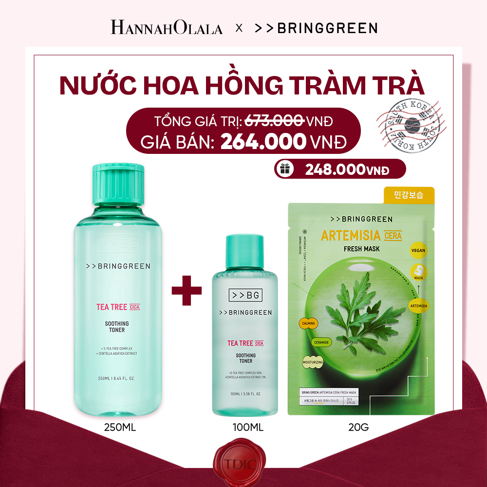  NƯỚC HOA HỒNG TRÀM TRÀ BRING GREEN TEA TREE CICA SOOTHING TONER 250ML_M45 
