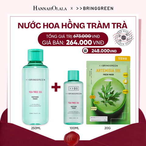  NƯỚC HOA HỒNG TRÀM TRÀ BRING GREEN TEA TREE CICA SOOTHING TONER 250ML_M45 