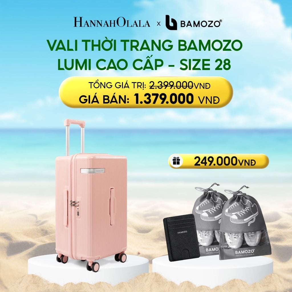  DEAL 1: VALI BAMOZO LUMISPACE CAO CẤP (TẶNG VÍ THẺ DA CARD HOLDER BAMOZO, 2 TÚI ĐỰNG GIÀY XÁM) 