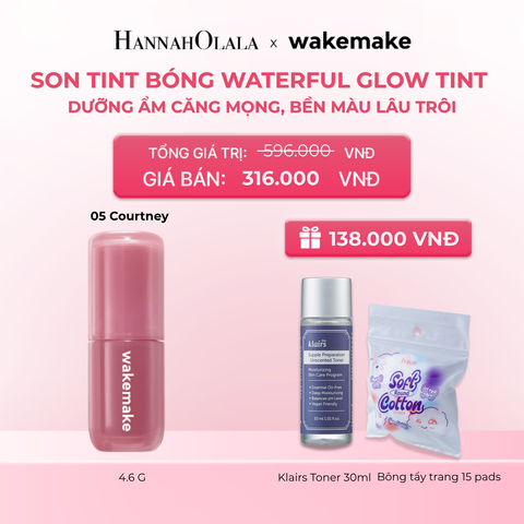  SON TINT BÓNG WAKEMAKE WATERFUL GLOW TINT DƯỠNG ẨM CĂNG MỌNG, BỀN MÀU LÂU TRÔI 