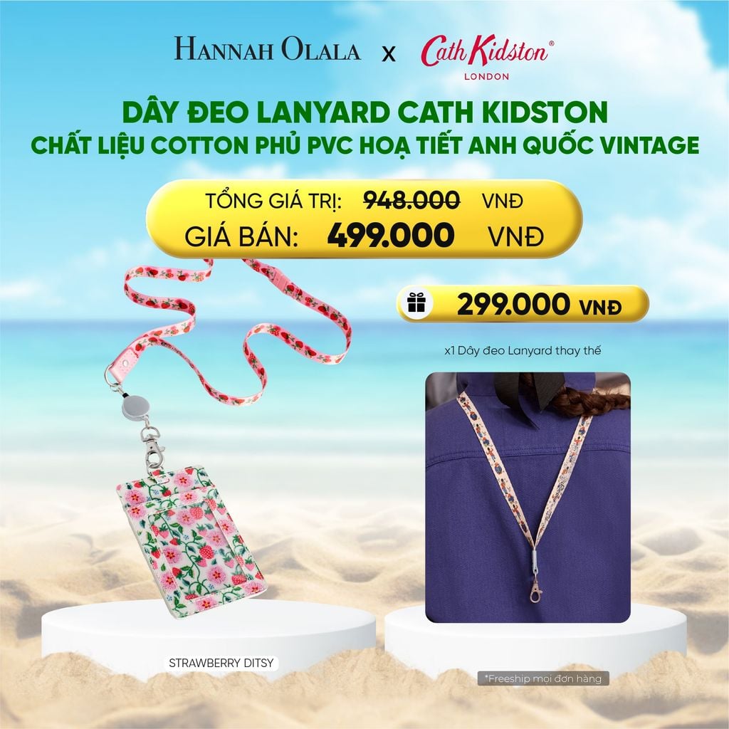 DEAL 5. DÂY ĐEO LANYARD CATH KIDSTON CHẤT LIỆU COTTON PHỦ PVC HOẠ TIẾT ANH QUỐC VINTAGE 