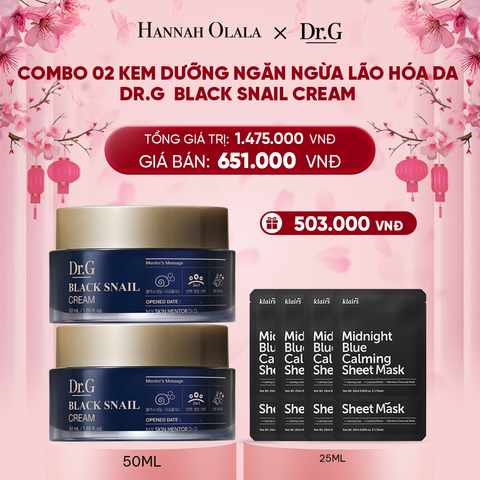  DEAL 5: COMBO 02 KEM DƯỠNG NGĂN NGỪA LÃO HÓA DA DR.G BLACK SNAIL CREAM 50ML 