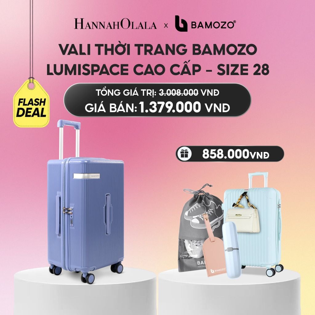  VALI BAMOZO LUMISPACE CAO CẤP (TẶNG VALI BAMOZO 8801C + TẶNG TAG DA CHỐNG THẤT LẠC, HỘP BÀN CHẢI, TÚI ĐỰNG GIÀY XÁM)_ A2264 
