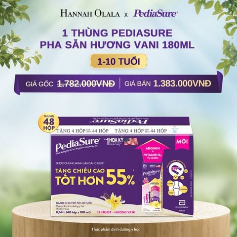  DEAL 5: 1 THÙNG PEDIASURE PHA SẴN HƯƠNG VANI 180ML 