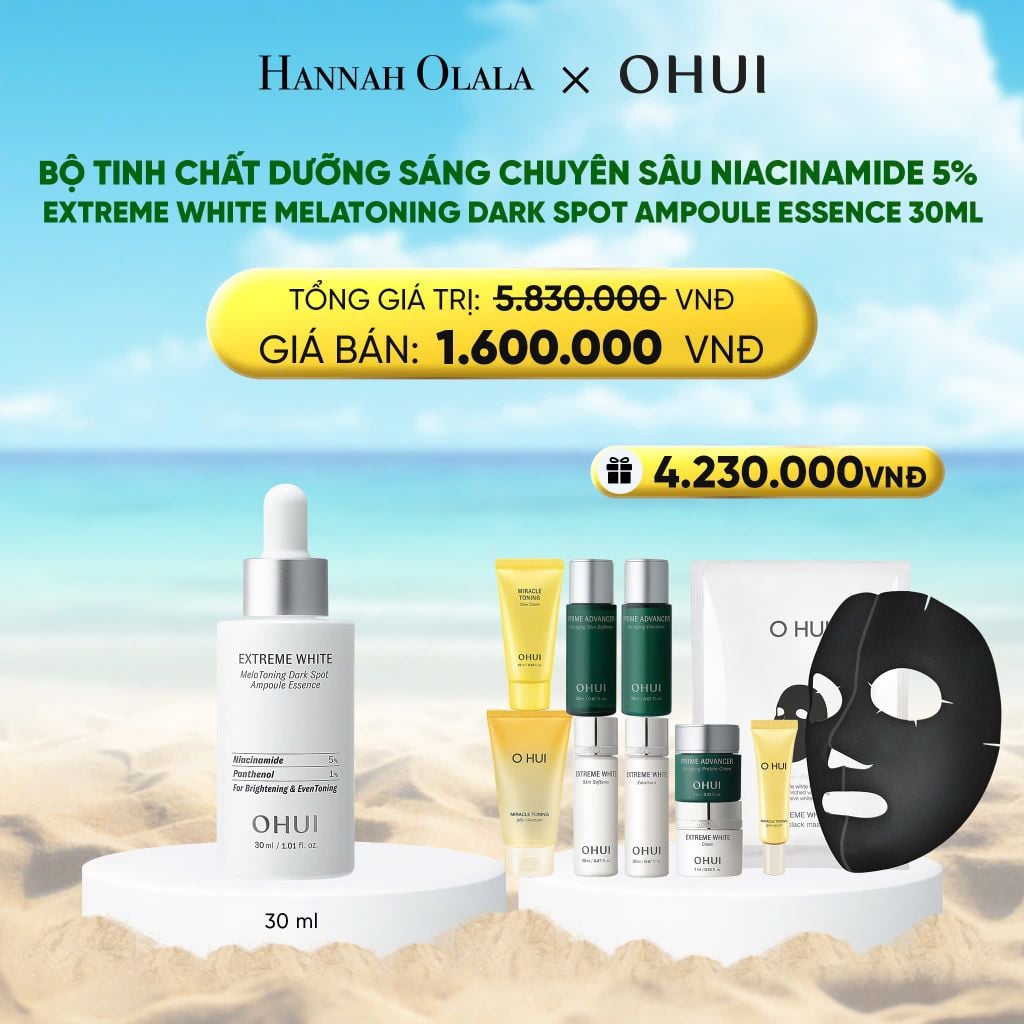  DEAL 44: BỘ TINH CHẤT DƯỠNG SÁNG CHUYÊN SÂU NIACINAMIDE 5% EXTREME WHITE MELATONING DARK SPOT AMPOULE ESSENCE 30ML 