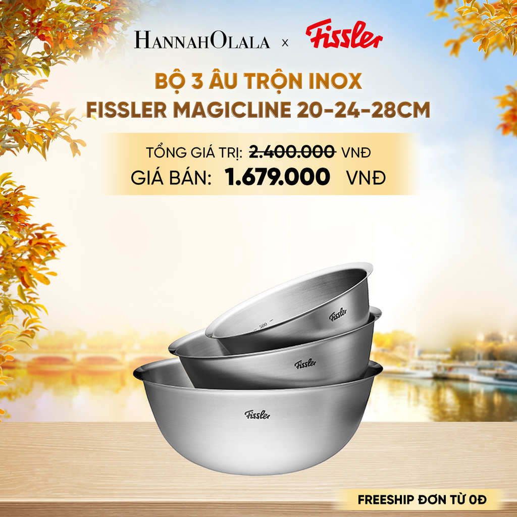 BỘ 3 ÂU TRỘN INOX FISSLER MAGICLINE 20-24-28CM - E1886 