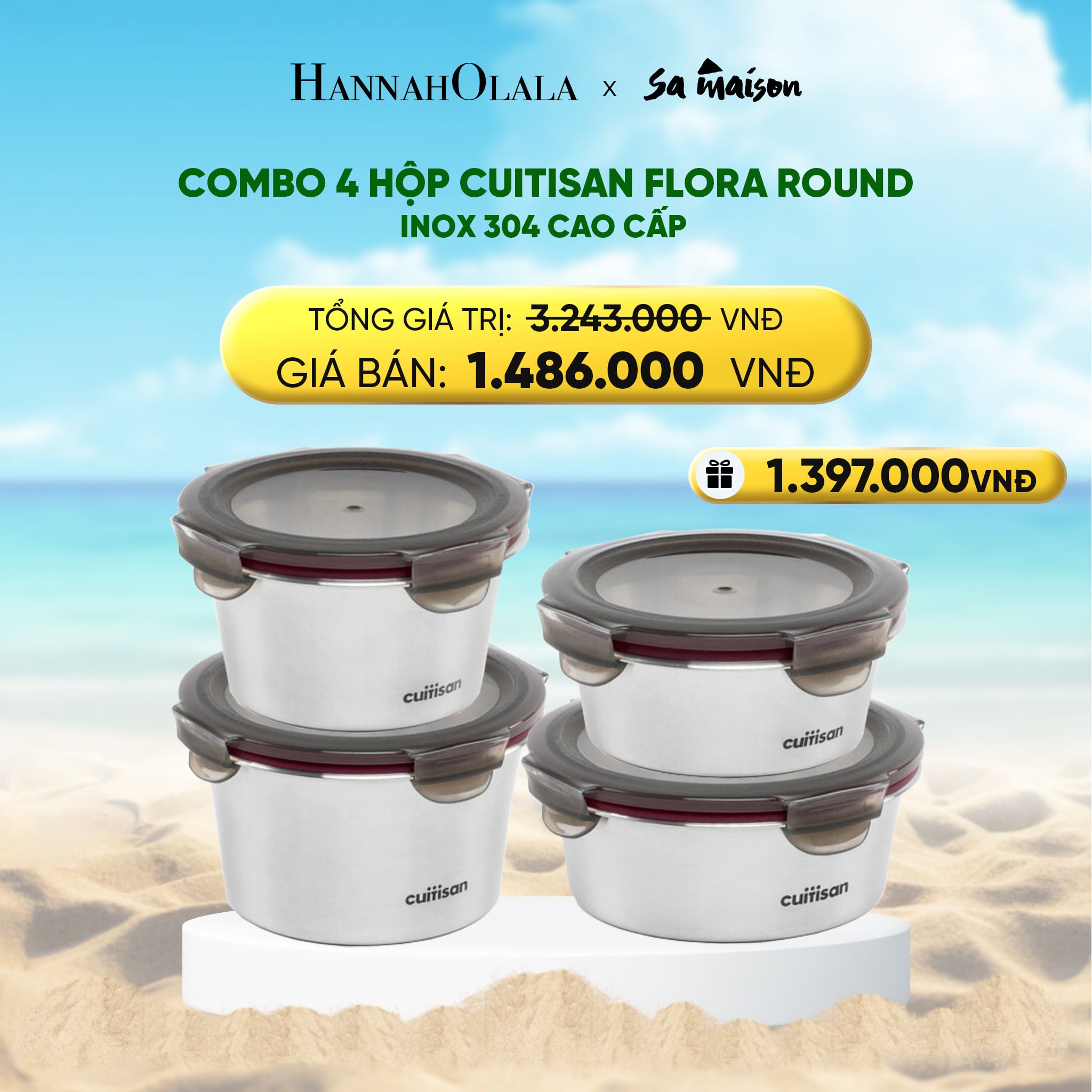 Hộp Inox 304 CUITISAN FLORA ROUND