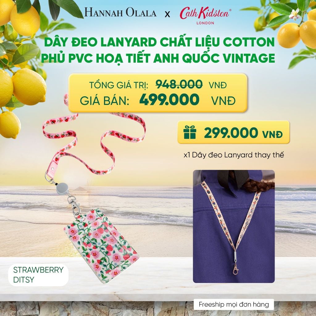  DÂY ĐEO LANYARD CATH KIDSTON CHẤT LIỆU COTTON PHỦ PVC HOẠ TIẾT ANH QUỐC VINTAGE - A1117 