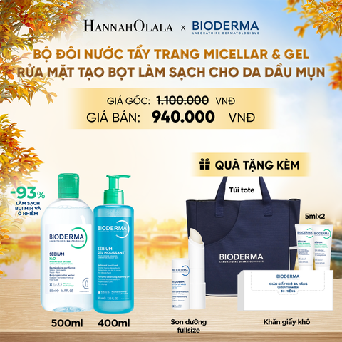  BỘ ĐÔI NƯỚC TẨY TRANG MICELLAR VÀ GEL RỬA MẶT LÀM SẠCH TOÀN DIỆN CHO DA DẦU,MỤN - E741 