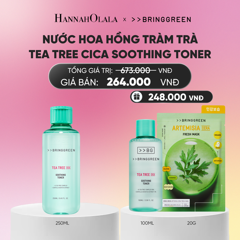  NƯỚC HOA HỒNG TRÀM TRÀ BRING GREEN TEA TREE CICA SOOTHING TONER 250ML_A2026 