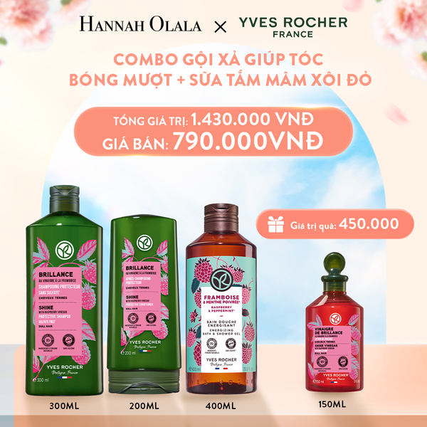  A1000_DEAL 5: COMBO GỘI XẢ GIÚP TÓC BÓNG MƯỢT + SỮA TẮM MÂM XÔI ĐỎ 