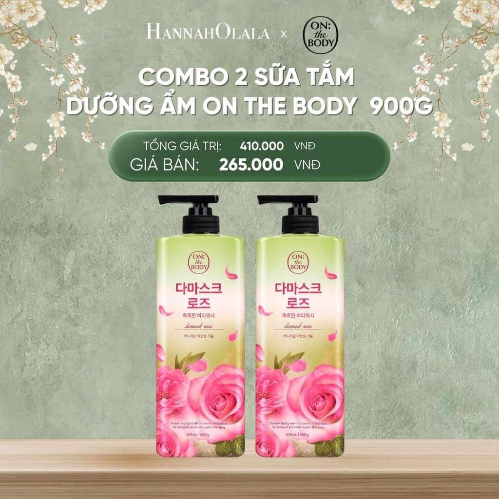  DEAL 2: COMBO 2 SỮA TẮM DƯỠNG ẨM ON THE BODY HƯƠNG NƯỚC HOA CHIẾT XUẤT TỪ THIÊN NHIÊN DƯỠNG TRẮNG DA 900G 