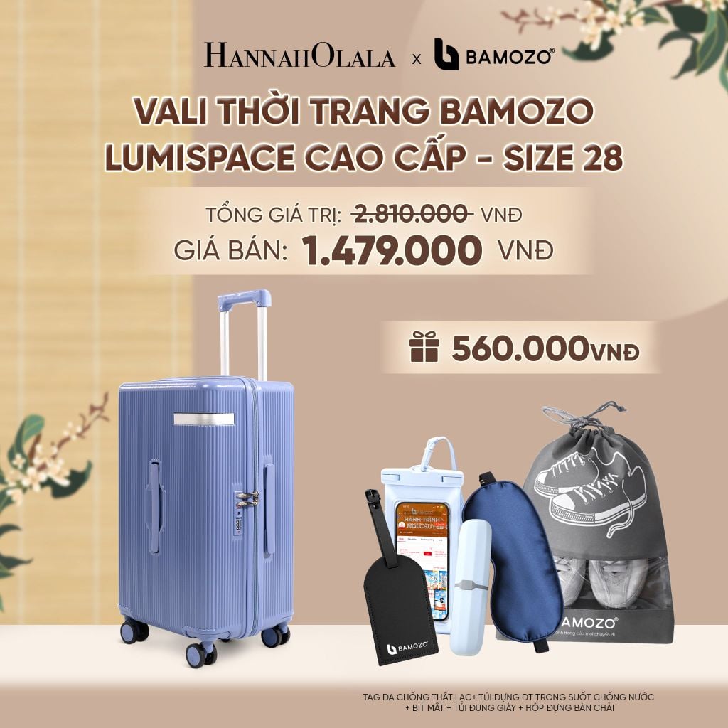  VALI BAMOZO LUMISPACE CAO CẤP (TẶNG TAG VALI DA + TÚI ĐỰNG ĐT CHỐNG NƯỚC + TÚI ĐỰNG GIÀY + HỘP ĐỰNG BÀN CHẢI + BỊT MẮT) - A2451 