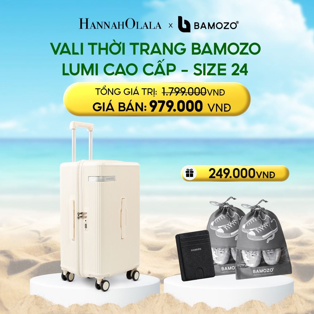  DEAL 1: VALI BAMOZO LUMISPACE CAO CẤP (TẶNG VÍ THẺ DA CARD HOLDER BAMOZO, 2 TÚI ĐỰNG GIÀY XÁM) 