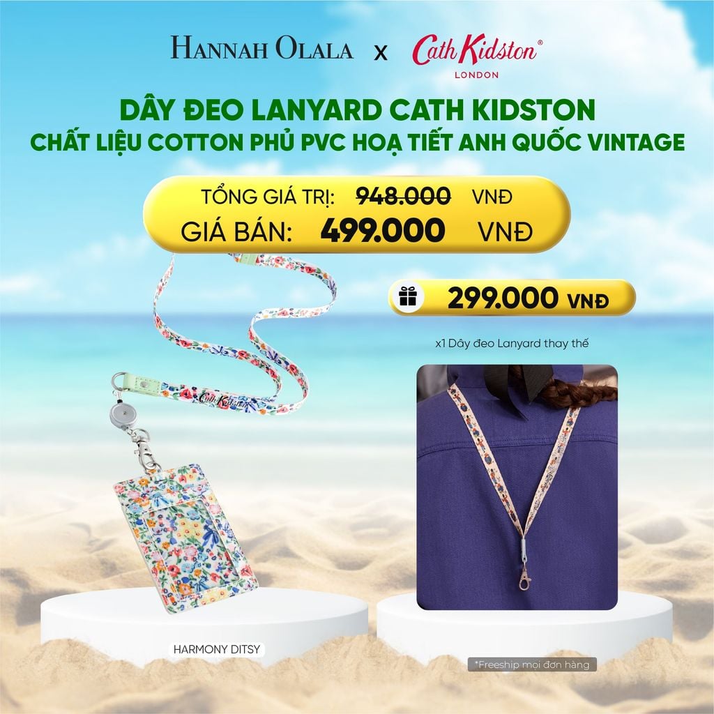  DEAL 5. DÂY ĐEO LANYARD CATH KIDSTON CHẤT LIỆU COTTON PHỦ PVC HOẠ TIẾT ANH QUỐC VINTAGE 