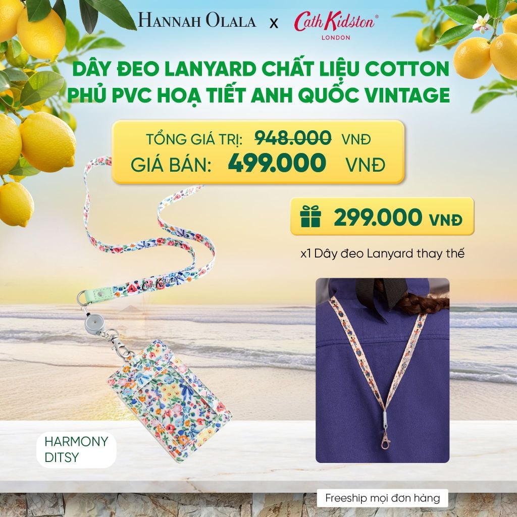  DÂY ĐEO LANYARD CATH KIDSTON CHẤT LIỆU COTTON PHỦ PVC HOẠ TIẾT ANH QUỐC VINTAGE - A1117 
