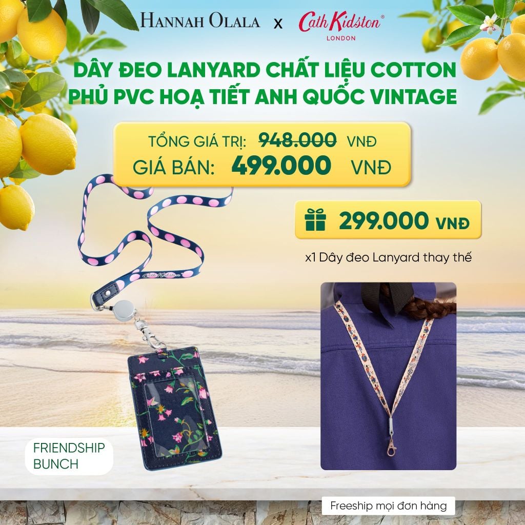  DÂY ĐEO LANYARD CATH KIDSTON CHẤT LIỆU COTTON PHỦ PVC HOẠ TIẾT ANH QUỐC VINTAGE - A1117 