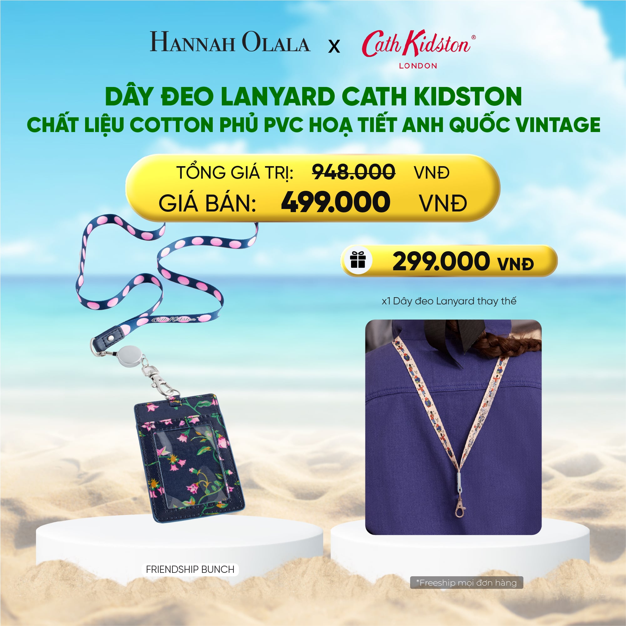 Dây Đeo Lanyard Cath Kidston Hoạ Tiết Anh Quốc Vintage - Hannah Olala