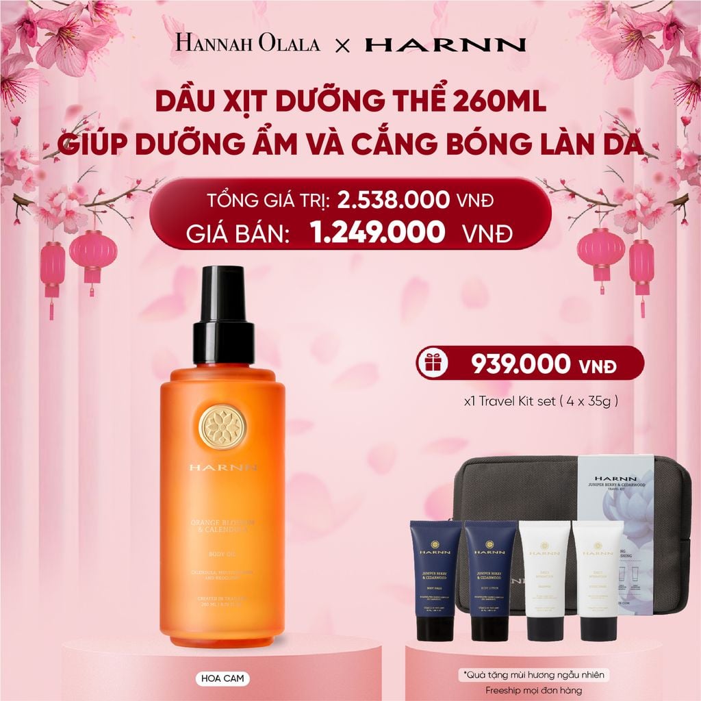  DEAL 5. DẦU XỊT DƯỠNG THỂ HARNN 260ML GIÚP DƯỠNG ẨM VÀ CẮNG BÓNG LÀN DA 