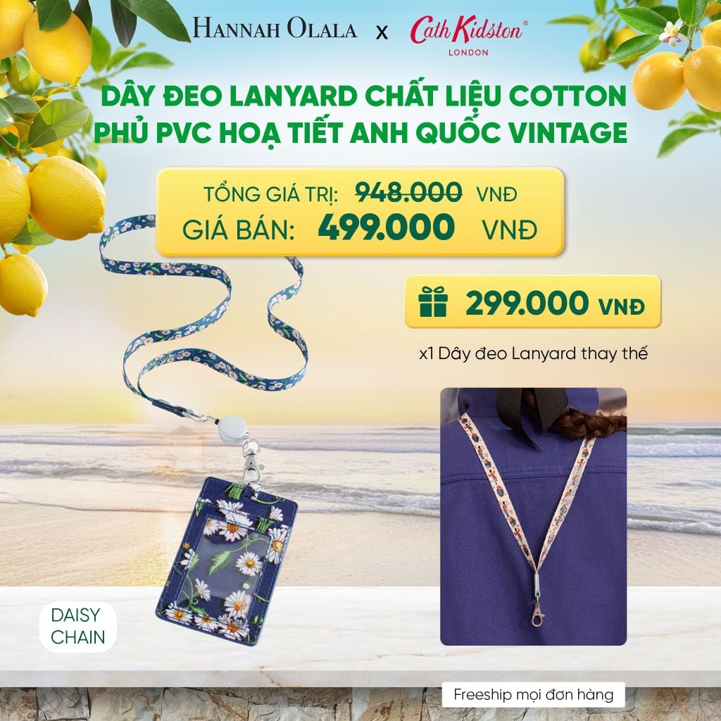  DÂY ĐEO LANYARD CATH KIDSTON CHẤT LIỆU COTTON PHỦ PVC HOẠ TIẾT ANH QUỐC VINTAGE - A1117 
