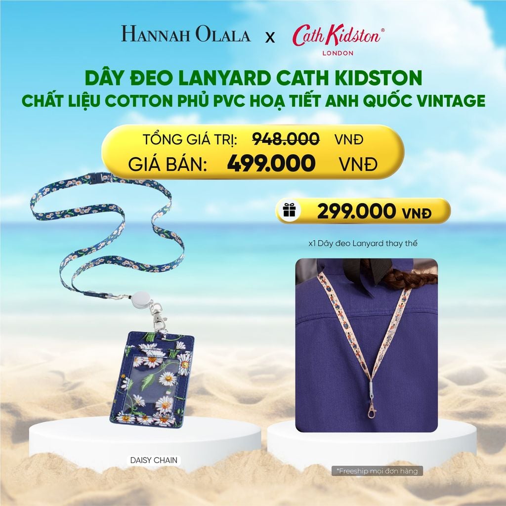  DEAL 5. DÂY ĐEO LANYARD CATH KIDSTON CHẤT LIỆU COTTON PHỦ PVC HOẠ TIẾT ANH QUỐC VINTAGE 