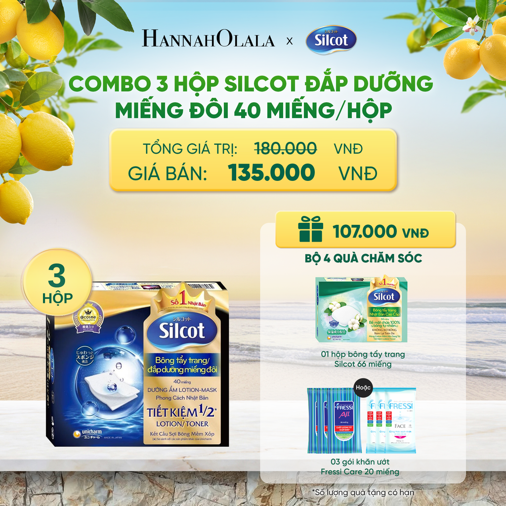  COMBO 3 HỘP BÔNG TẨY TRANG SILCOT ĐẮP DƯỠNG MIẾNG ĐÔI 40 MIẾNG/HỘP - DEAL 5 