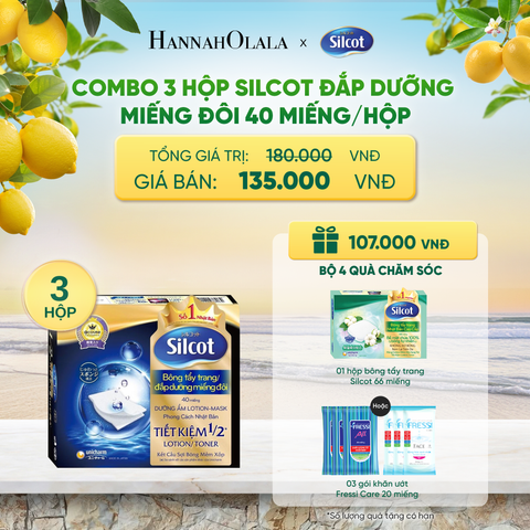  COMBO 3 HỘP BÔNG TẨY TRANG SILCOT ĐẮP DƯỠNG MIẾNG ĐÔI 40 MIẾNG/HỘP - DEAL 5 