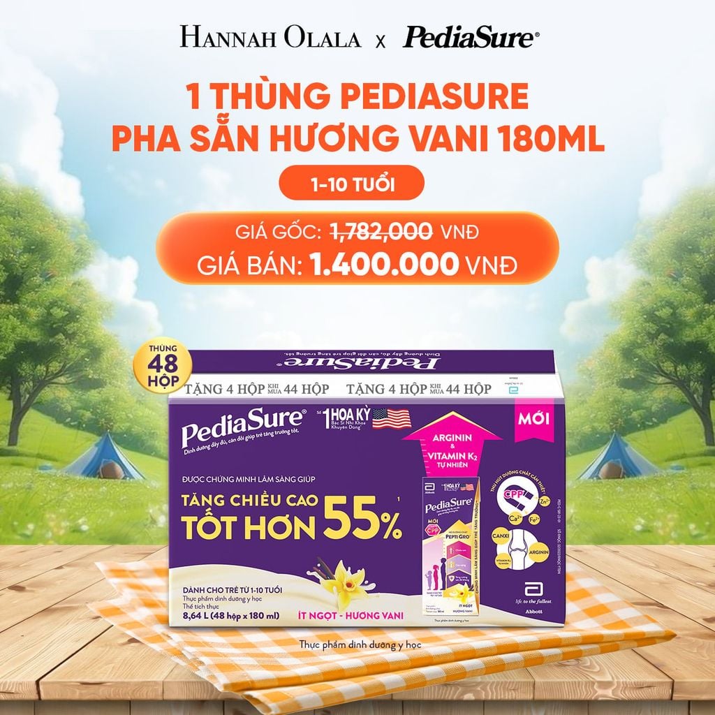  DEAL 5: 1 THÙNG PEDIASURE PHA SẴN HƯƠNG VANI 180ML 