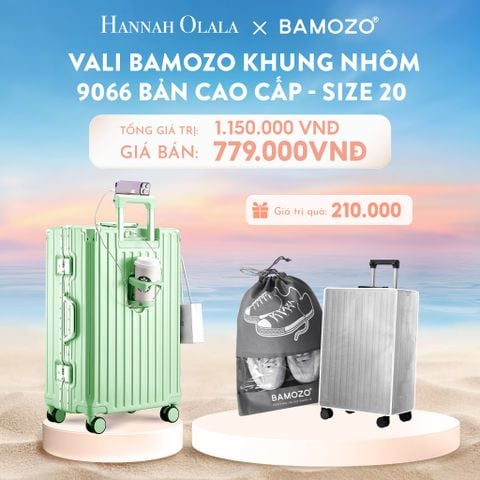  C905_DEAL 1: VALI BAMOZO KHUNG NHÔM 9066 BẢN CAO CẤP (TẶNG BỌC VALI CC TRONG SUỐT + TÚI ĐỰNG GIÀY) 