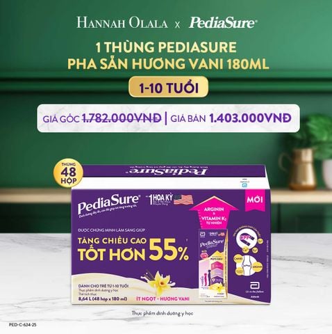  DEAL 5: 1 THÙNG PEDIASURE PHA SẴN HƯƠNG VANI 180ML 