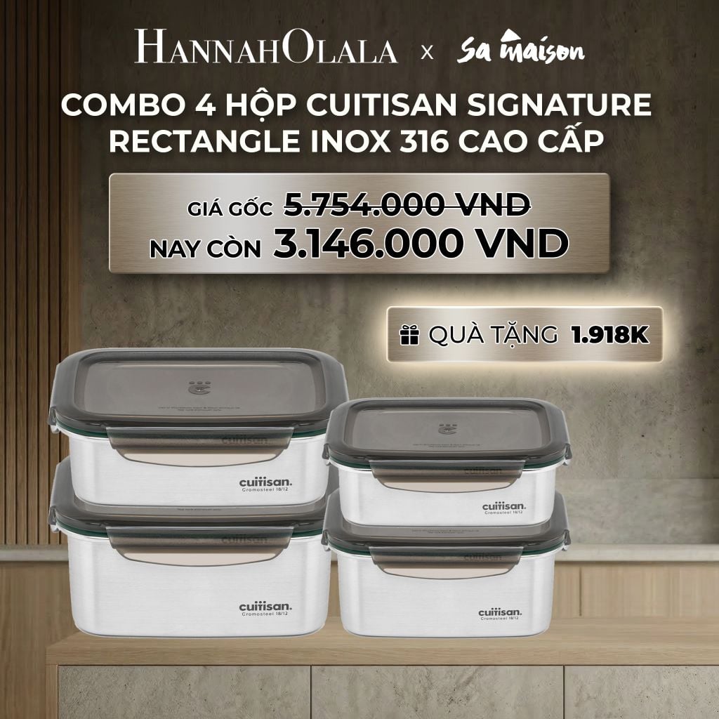  DEAL 3: HỘP INOX CAO CẤP CUITISAN SIGNATURE RECTANGLE INOX 316 
