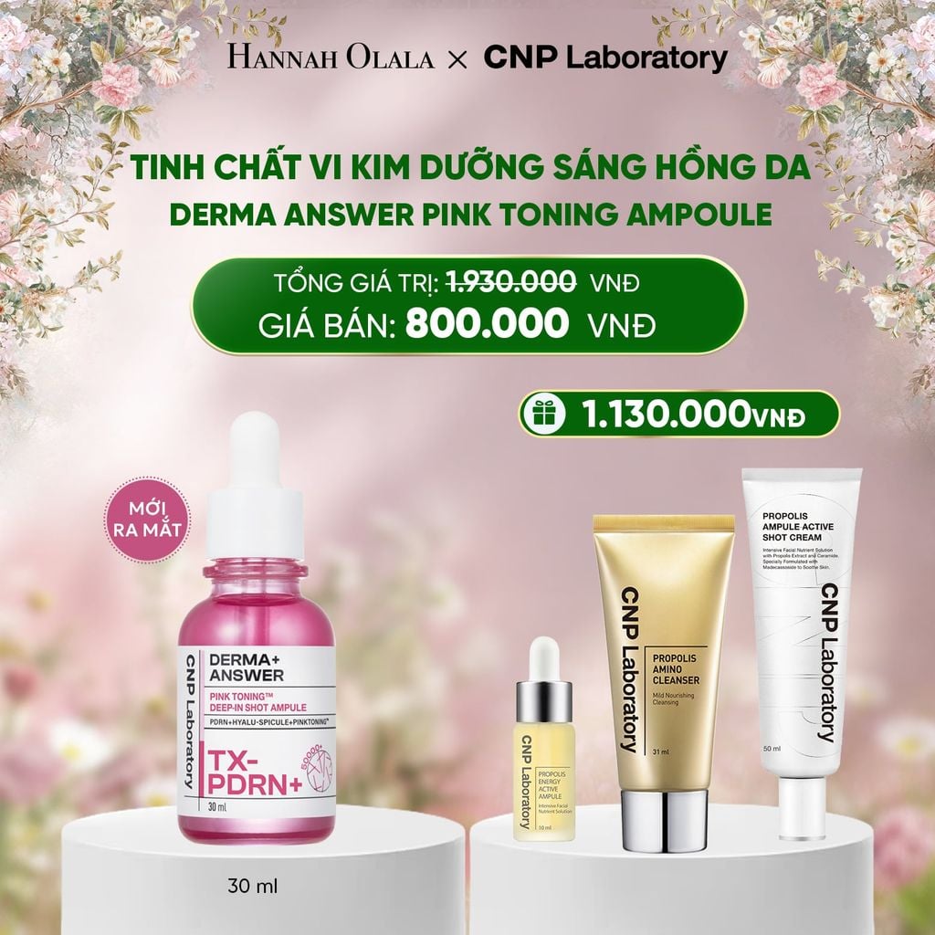  E1310_DEAL 54: MỚI RA MẮT - TINH CHẤT VI KIM DƯỠNG SÁNG HỒNG DA CNP DERMA ANSWER PINK TONING AMPOULE 30ML 