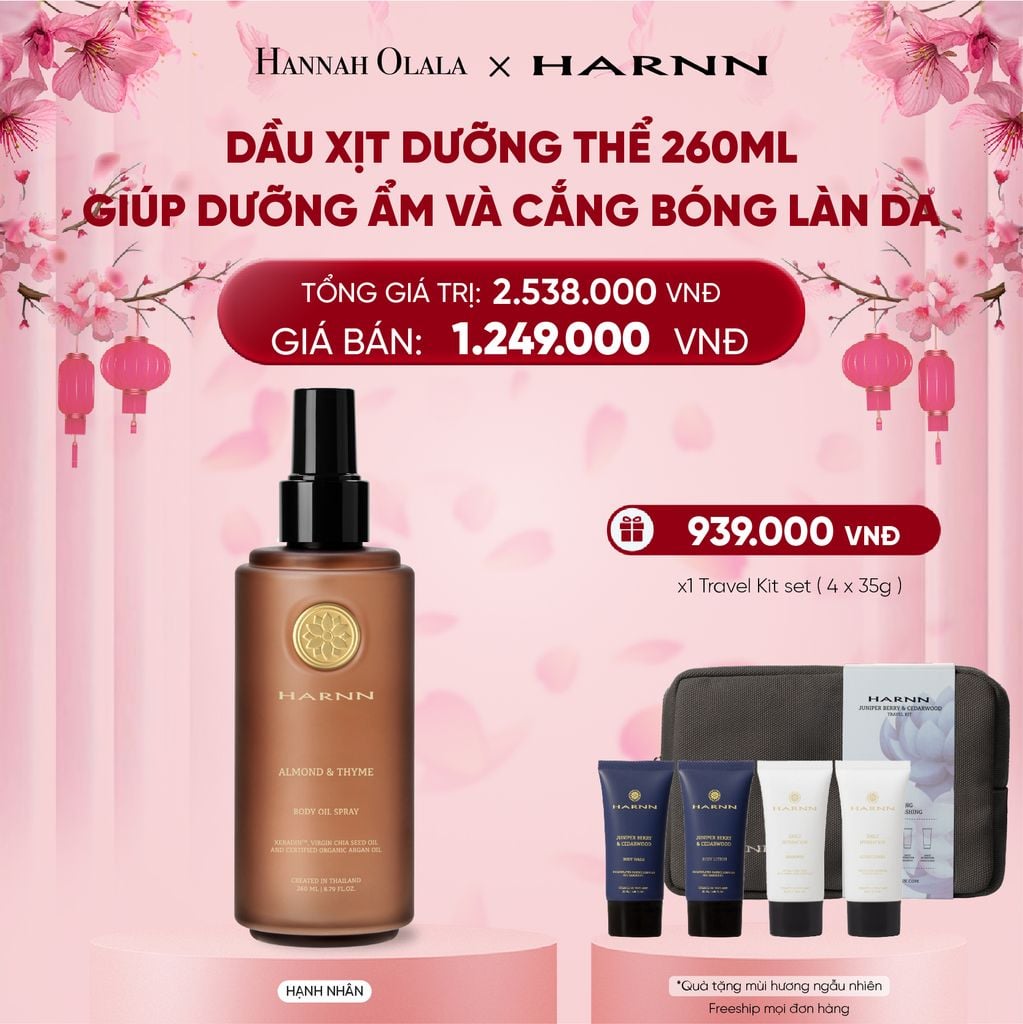  DEAL 5. DẦU XỊT DƯỠNG THỂ HARNN 260ML GIÚP DƯỠNG ẨM VÀ CẮNG BÓNG LÀN DA 