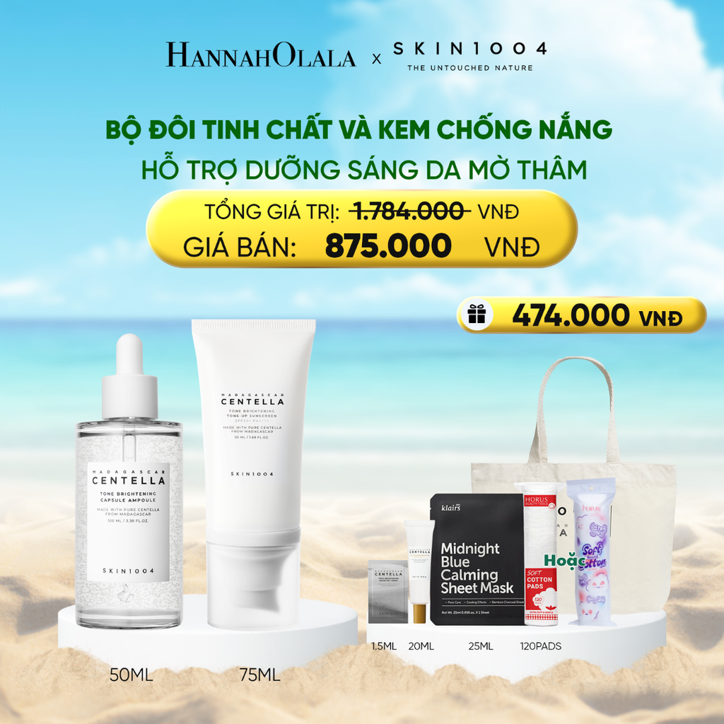  DEAL 10: COMBO: SKIN1004 KEM CHỐNG NẮNG MADAGASCAR CENTELLA TONE BRIGHTENING TONE-UP SUNSCREEN SPF50+ PA++++ 50ML + SKIN1004 TINH CHẤT MADAGASCAR CENTELLA TONE BRIGHTENING CAPSULE AMPOULE 100ML 