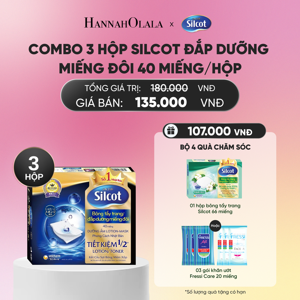  COMBO 3 HỘP BÔNG TẨY TRANG SILCOT ĐẮP DƯỠNG MIẾNG ĐÔI 40 MIẾNG/HỘP_A528 