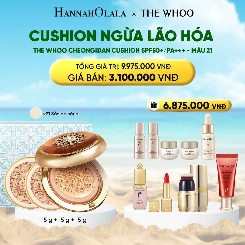  A140_DEAL 5: PHIÊN BẢN LỄ HỘI - CUSHION NGỪA LÃO HÓA WHOO CHEONGIDAN ESSENCE CUSHION SPF50+/PA+++ - MÀU 21 