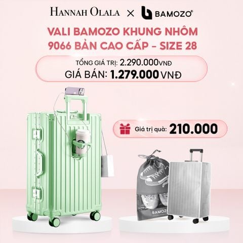  E4_DEAL 1: VALI BAMOZO KHUNG NHÔM 9066 BẢN CAO CẤP (TẶNG BỌC VALI CC TRONG SUỐT + TÚI ĐỰNG GIÀY) 