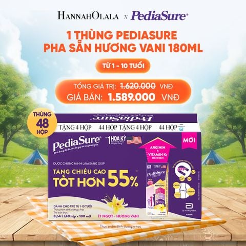  1 THÙNG PEDIASURE PHA SẴN HƯƠNG VANI 180ML DEAL 5: 