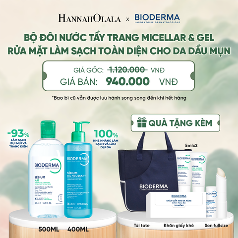  BỘ ĐÔI NƯỚC TẨY TRANG MICELLAR VÀ GEL RỬA MẶT LÀM SẠCH TOÀN DIỆN CHO DA DẦU,MỤN - DEAL 5 - A213 