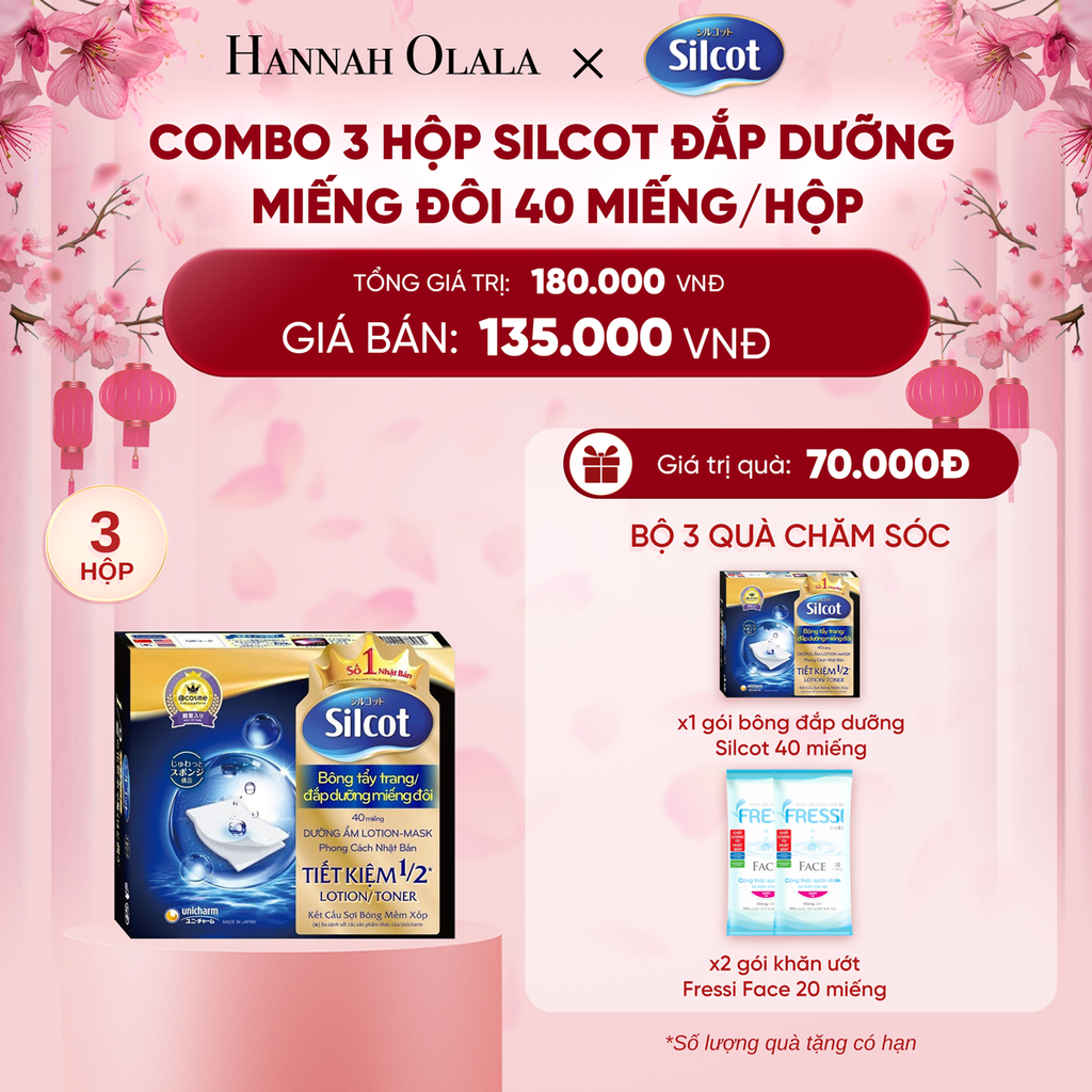  DEAL 5: COMBO 3 HỘP BÔNG TẨY TRANG SILCOT ĐẮP DƯỠNG MIẾNG ĐÔI 40 MIẾNG/HỘP 