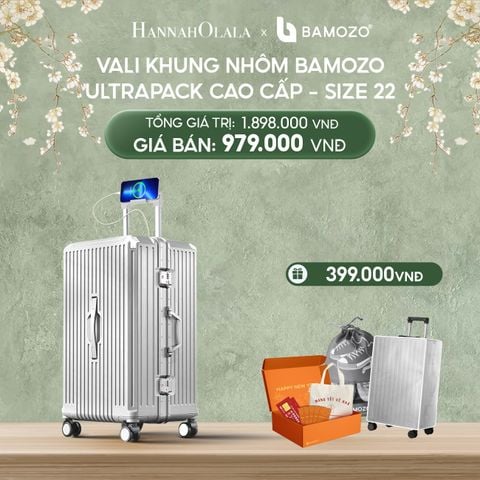  DEAL 4: VALI BAMOZO KHUNG NHÔM ULTRAPACK CAO CẤP (TẶNG BỌC VALI CC TRONG SUỐT + HỘP QUÀ TẾT + TÚI ĐỰNG GIÀY 
