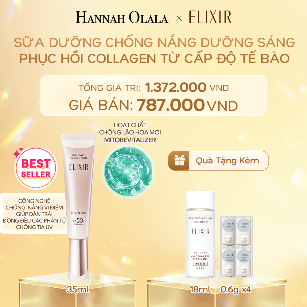  B330:_DEAL 16: [THẾ HỆ MỚI] SỮA CHỐNG NẮNG DƯỠNG SÁNG PHỤC HỒI COLLAGEN TỪ CẤP ĐỘ TẾ BÀO ELIXIR DAY CARE REVOLUTION SPF50+ 35ML 
