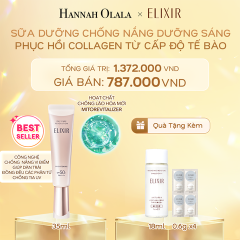  B330:_DEAL 16: [THẾ HỆ MỚI] SỮA CHỐNG NẮNG DƯỠNG SÁNG PHỤC HỒI COLLAGEN TỪ CẤP ĐỘ TẾ BÀO ELIXIR DAY CARE REVOLUTION SPF50+ 35ML 